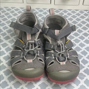 Keen Kids Gray Sandals with Pink and Green Accents